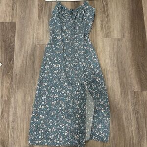 Floral Blue Midi Dress